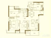 汇锦城3室2厅1卫90㎡户型图