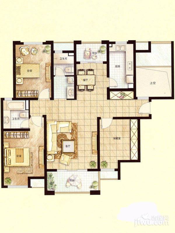 保利梧桐公馆2室2厅1卫137㎡户型图