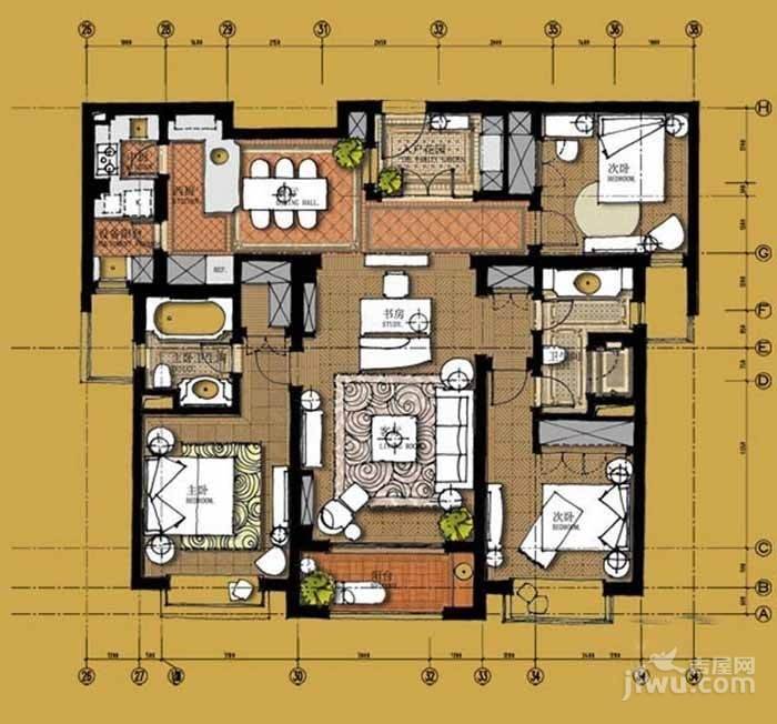 上置绿洲香岛原墅别墅3室2厅2卫153.6㎡户型图