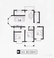 枫桥紫郡二期3室2厅2卫125㎡户型图