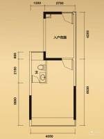 嘉葆润金座2室1厅2卫38.4㎡户型图