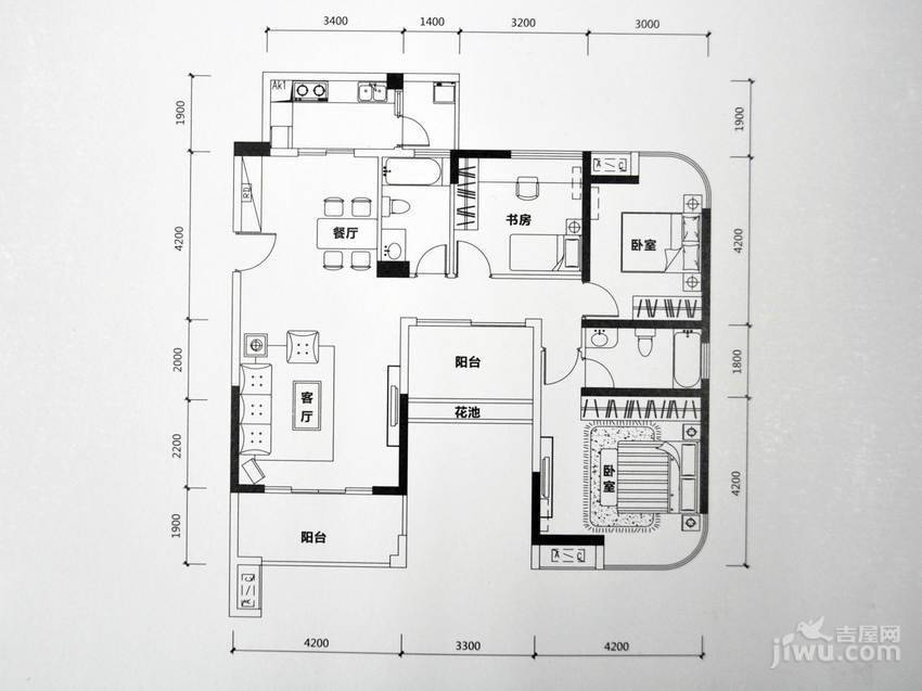 勤诚达22世纪3室2厅2卫124㎡户型图