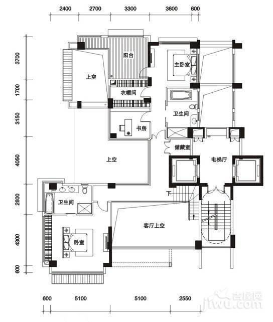 十五峯花园5室2厅5卫293㎡户型图