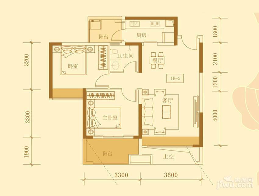 承翰陶源花园2室2厅1卫78㎡户型图