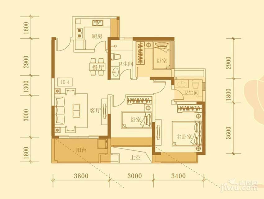 承翰陶源花园3室2厅2卫89㎡户型图