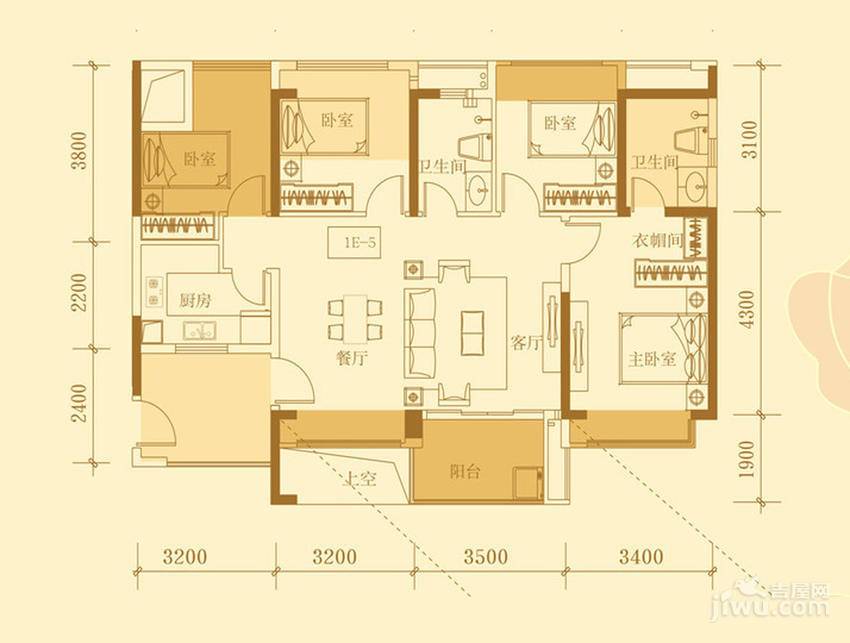 承翰陶源花园4室2厅2卫89㎡户型图