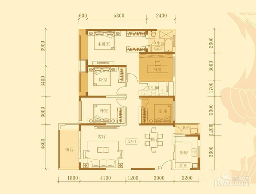 承翰陶源花园5室2厅2卫142㎡户型图