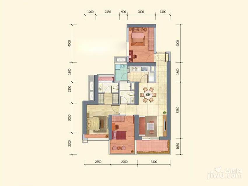 新世界四季御园3室2厅2卫78㎡户型图