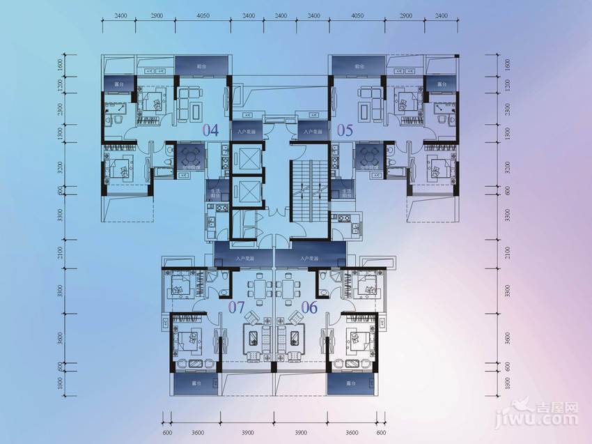 摩尔城3室1厅1卫89㎡户型图