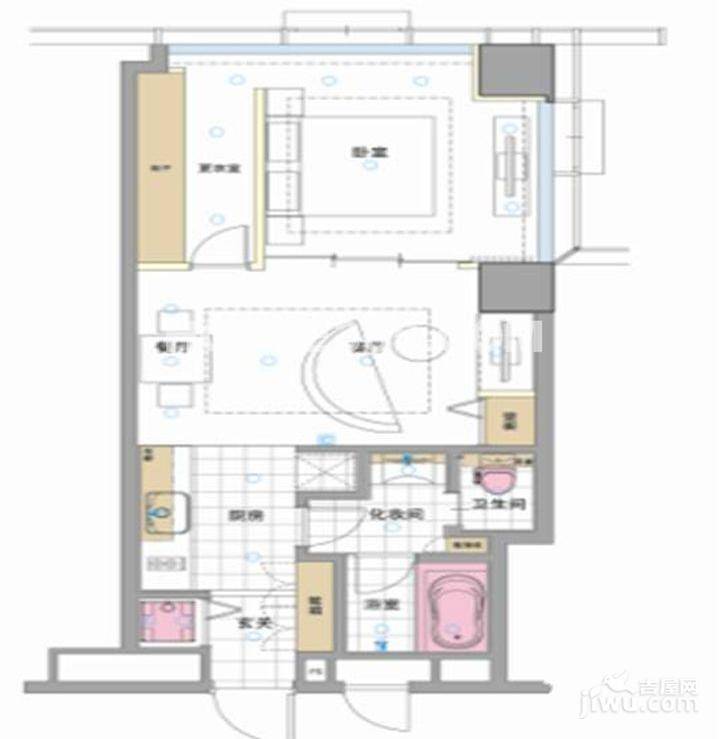 建屋紫宸庭1室2厅1卫71㎡户型图