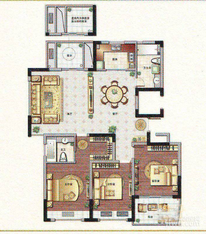 浙建枫华紫园3室2厅1卫143㎡户型图