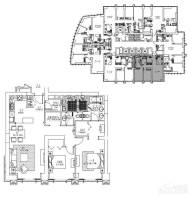 新地国际公寓苏寓2室2厅2卫143㎡户型图