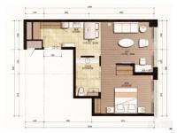 晋合公寓1室1厅1卫64㎡户型图