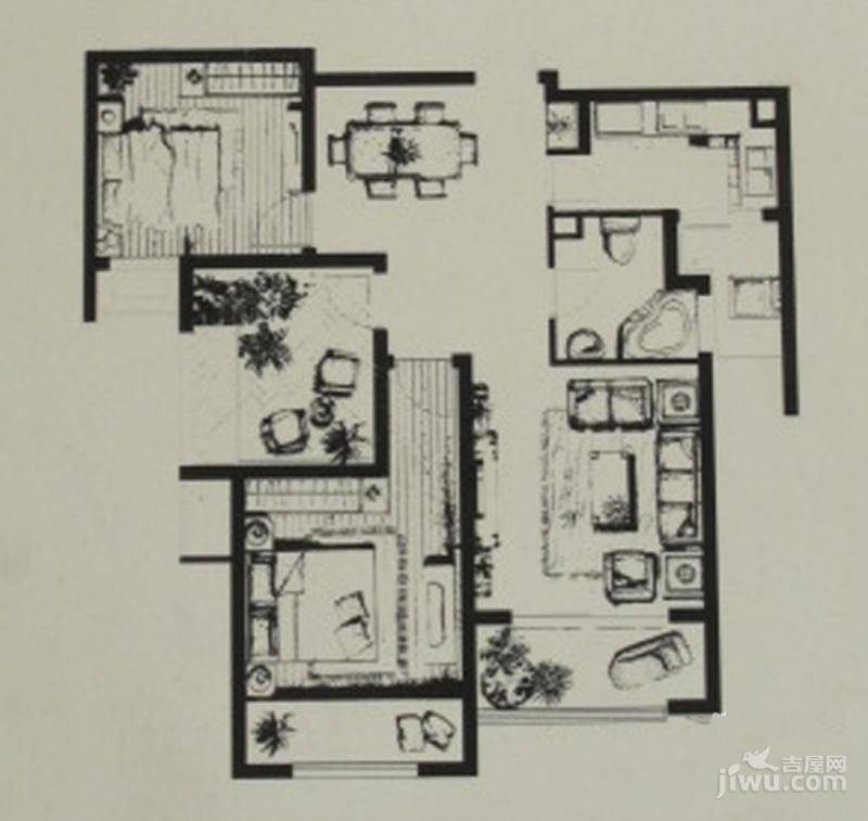 金辉融侨城2室2厅1卫98㎡户型图