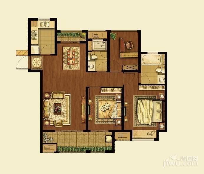 新城石湖公馆3室2厅2卫110㎡户型图