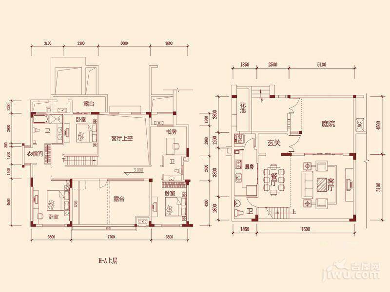 万科城一期4室2厅3卫168㎡户型图