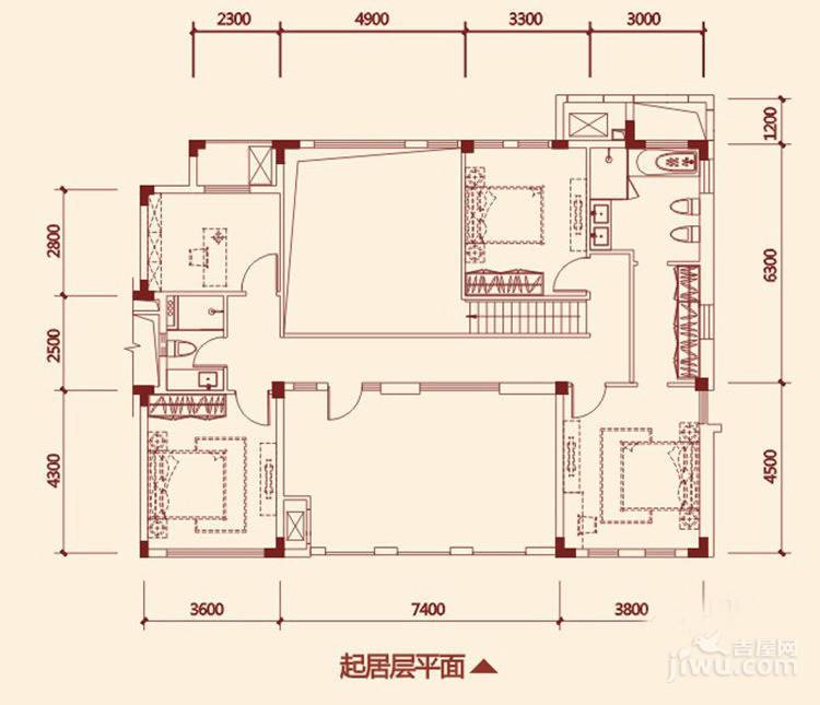 万科城一期4室2厅3卫166㎡户型图