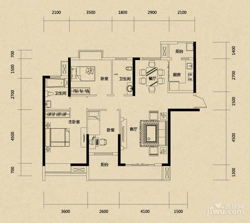 城南故事3室2厅2卫125㎡户型图