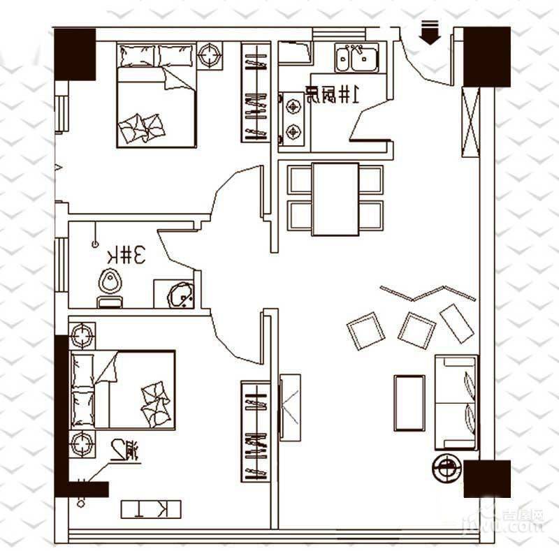 星城荣域二期2室1厅1卫78㎡户型图