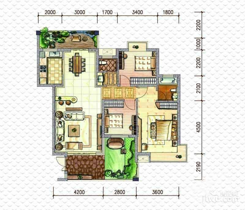 星城荣域二期3室2厅2卫123㎡户型图