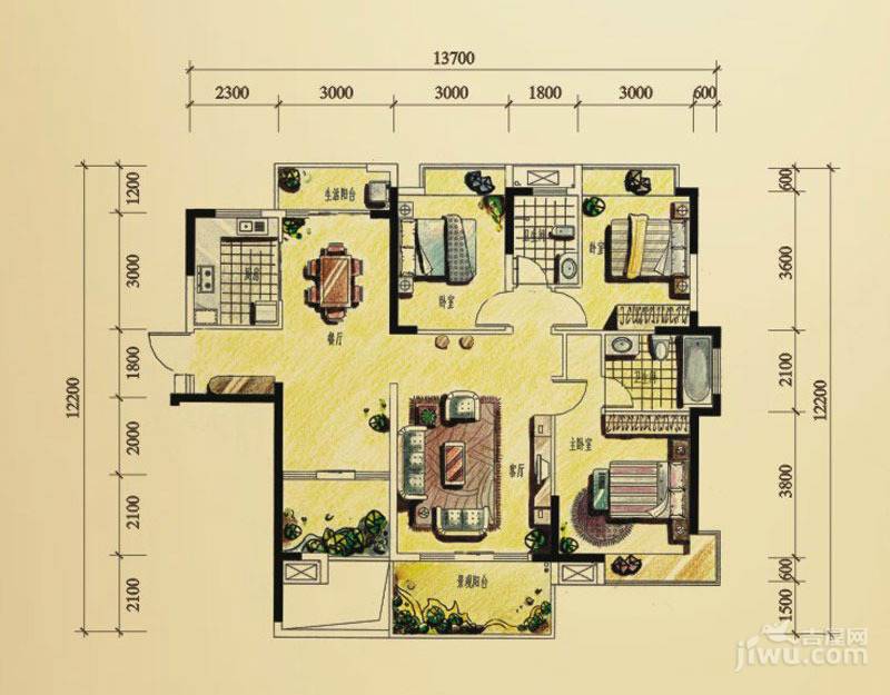 藏珑湖上国际社区3室2厅2卫140㎡户型图