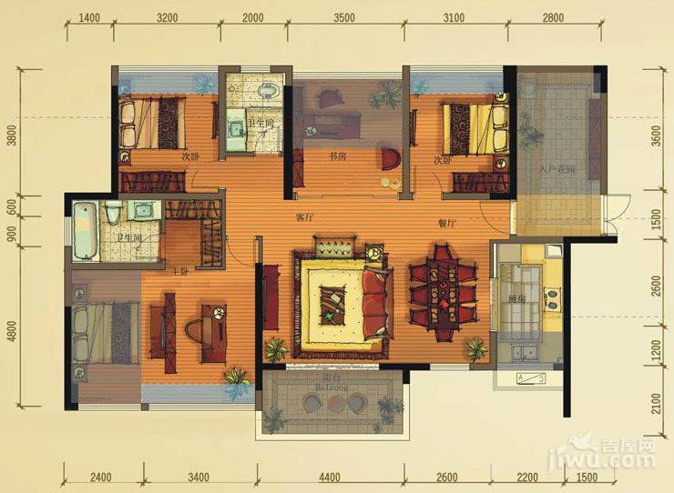 藏珑湖上国际社区4室2厅2卫138㎡户型图