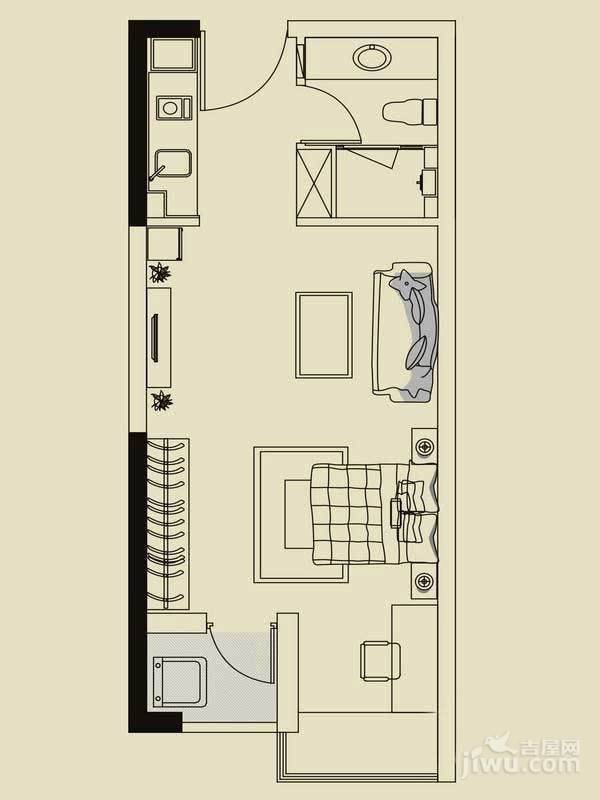 香樟兰亭1室1厅1卫40㎡户型图