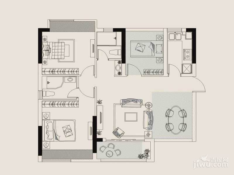 香樟兰亭3室2厅1卫89㎡户型图