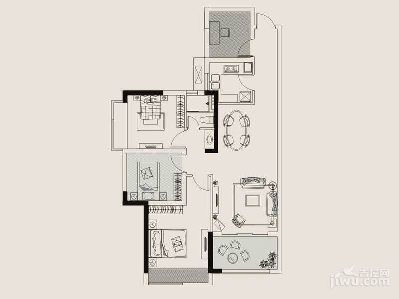 香樟兰亭3室2厅1卫89㎡户型图