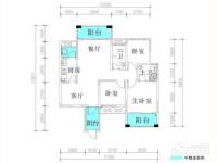 湘桥佳苑3室2厅2卫106.4㎡户型图