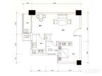 东城港1室1厅1卫61㎡户型图