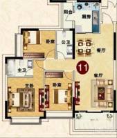 长沙恒大城3室2厅2卫125㎡户型图