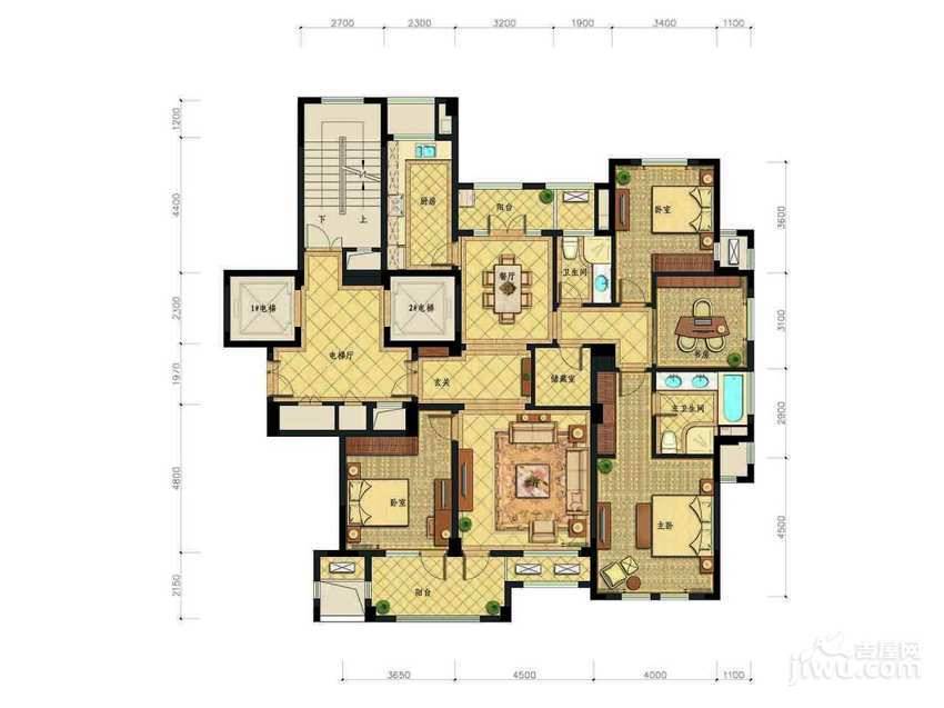 绿城紫桂公寓4室2厅2卫175㎡户型图