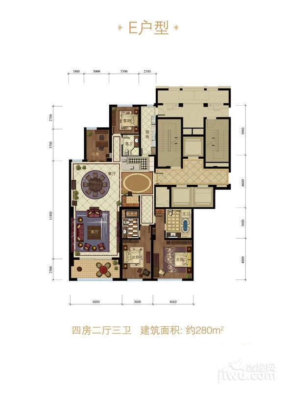 滨江城市之星4室2厅3卫280㎡户型图