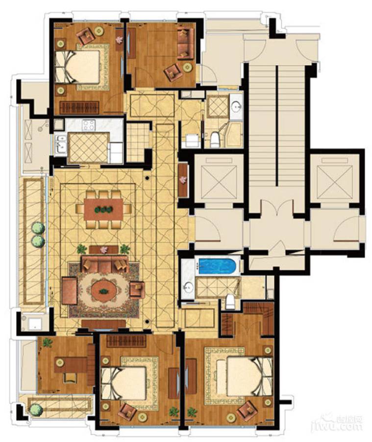 绿城蘭园4室2厅2卫205㎡户型图