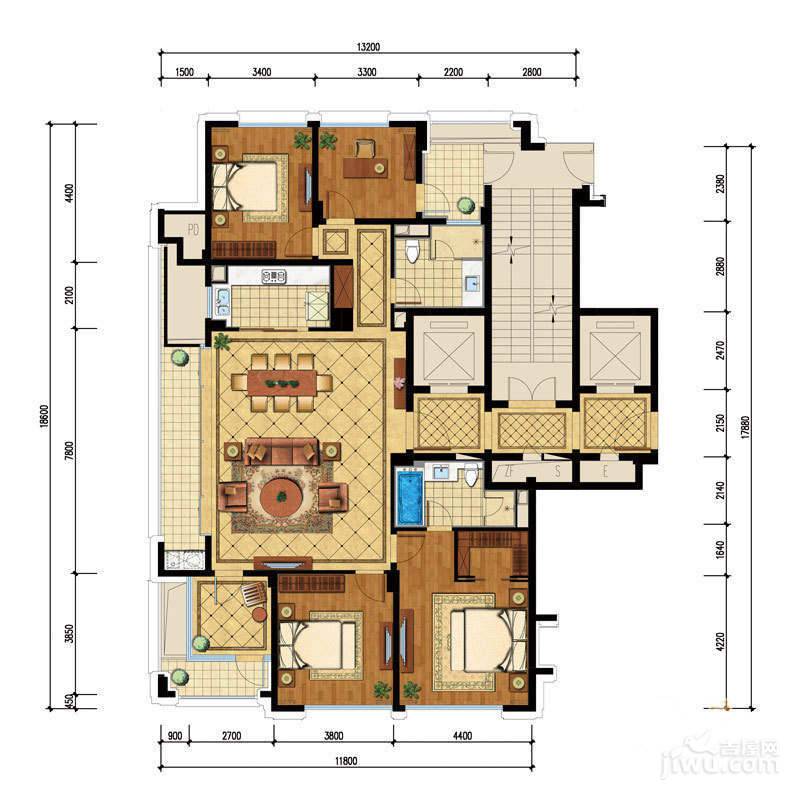 绿城蘭园4室2厅2卫205㎡户型图