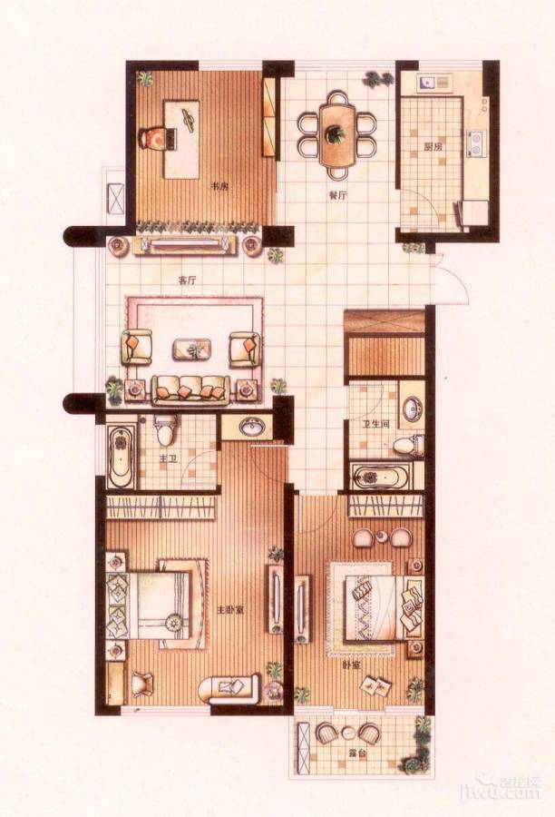 水乡华庭3室2厅2卫149㎡户型图