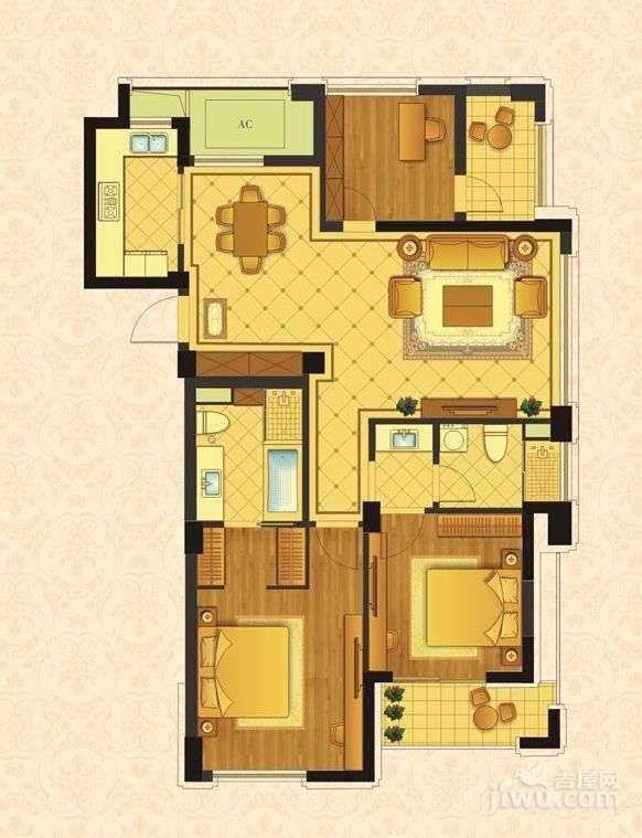 荣安望江南3室2厅2卫139㎡户型图