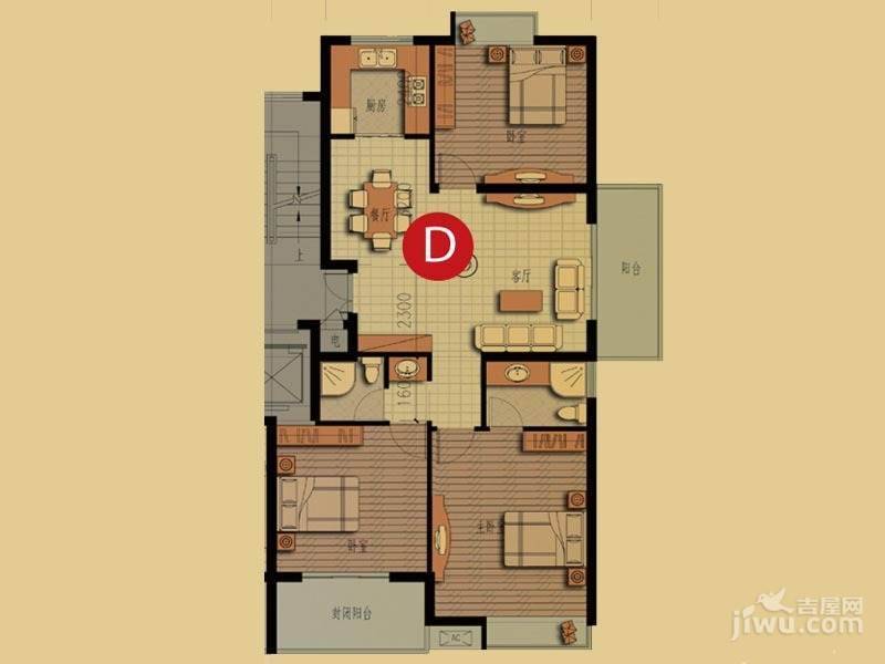 伟邦江南绿园3室2厅2卫116㎡户型图