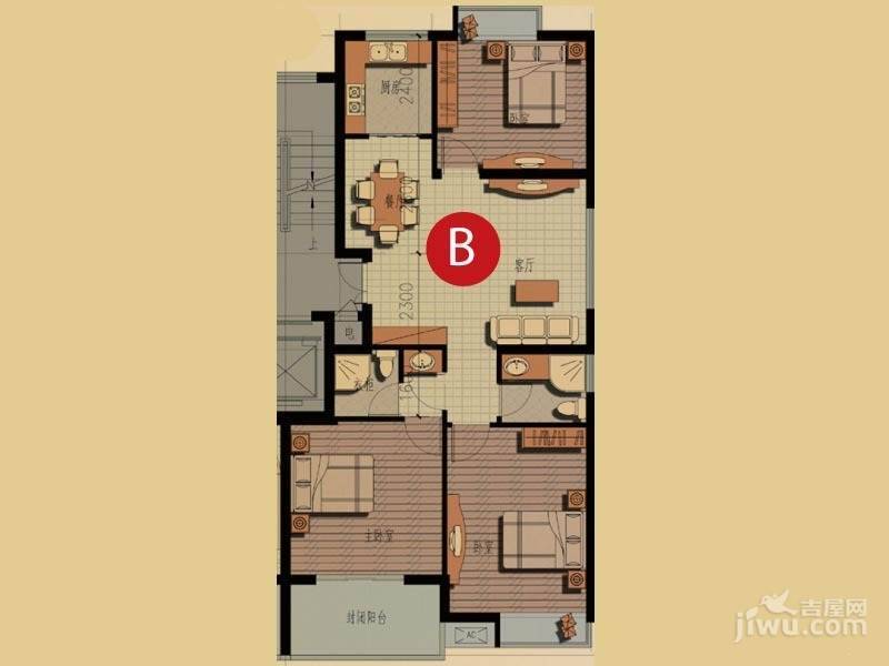 伟邦江南绿园3室2厅2卫105㎡户型图