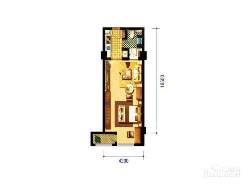 湖畔公寓1室1厅1卫73㎡户型图