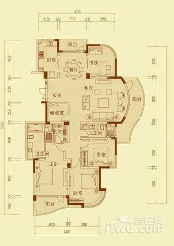 绿城丽江公寓4室2厅2卫198㎡户型图