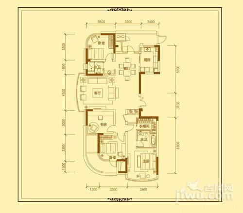 绿城丽江公寓4室2厅2卫173㎡户型图