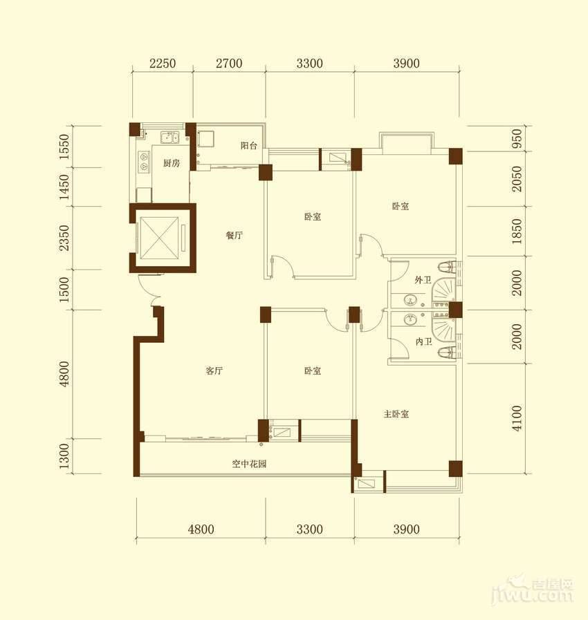 东厦东港花苑4室2厅2卫156㎡户型图