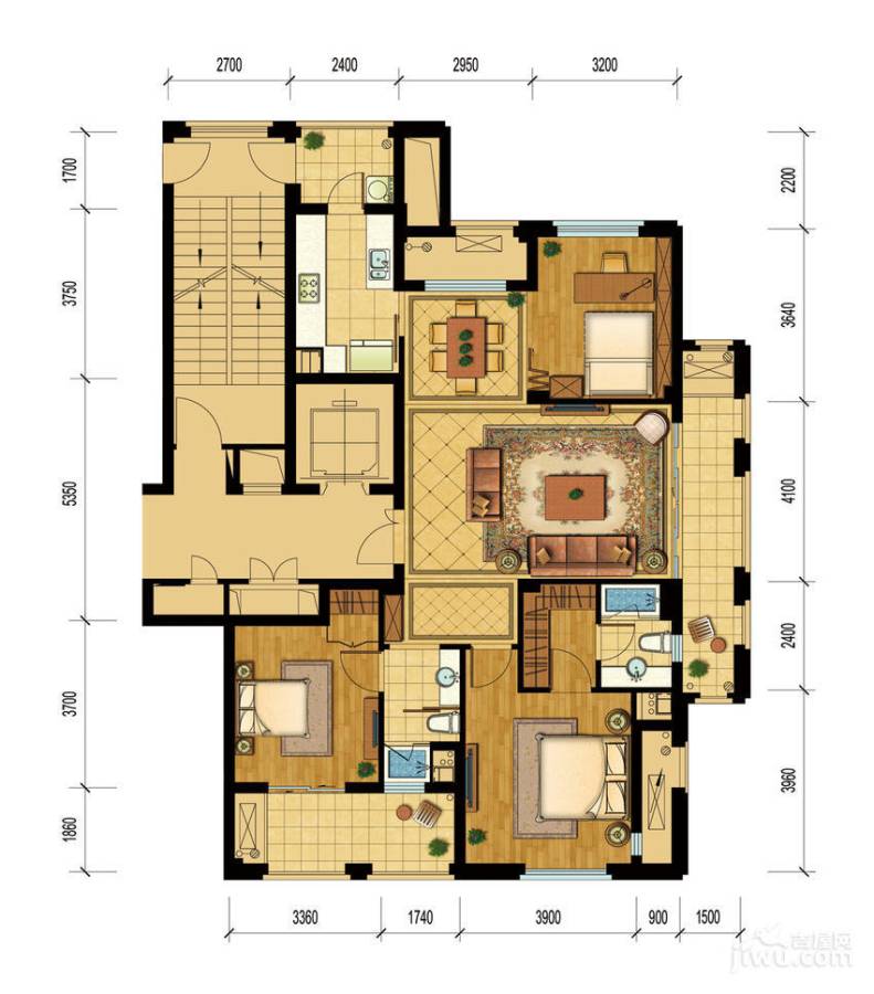 桂花星城3室2厅2卫146㎡户型图