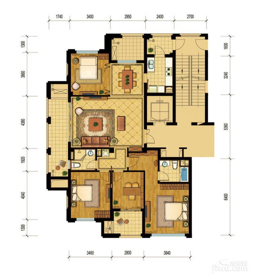 桂花星城4室2厅2卫160㎡户型图