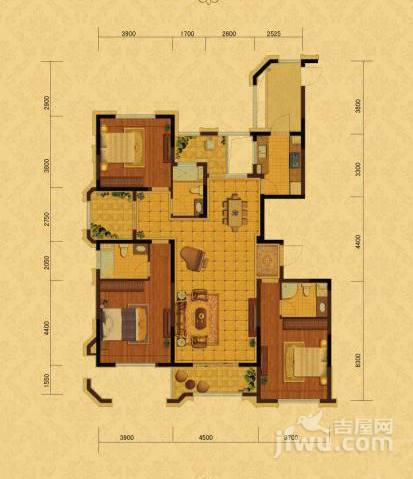 保利香槟国际3室2厅2卫159㎡户型图