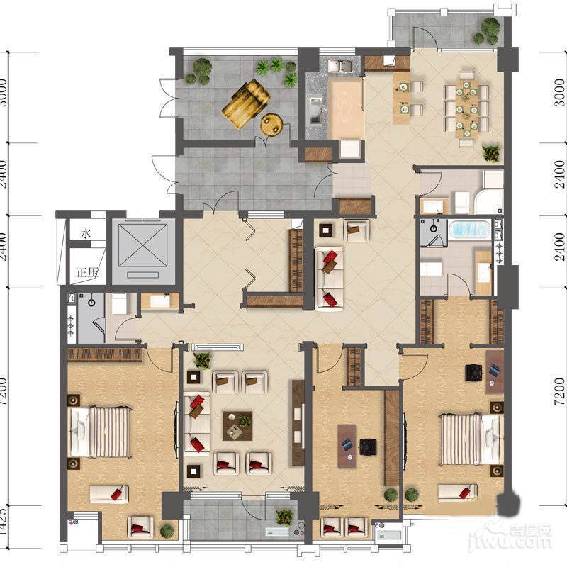 众安启航社3室3厅2卫237㎡户型图