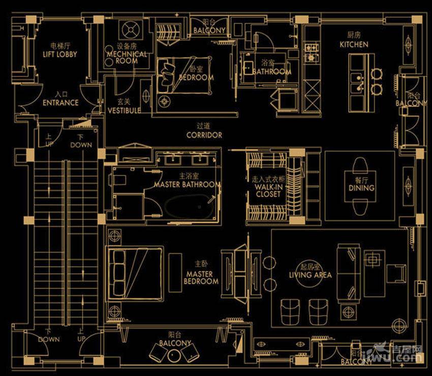 西溪天堂悦居3室2厅1卫175㎡户型图