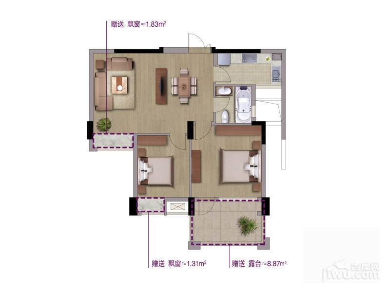 天阳九筑3室2厅2卫88㎡户型图